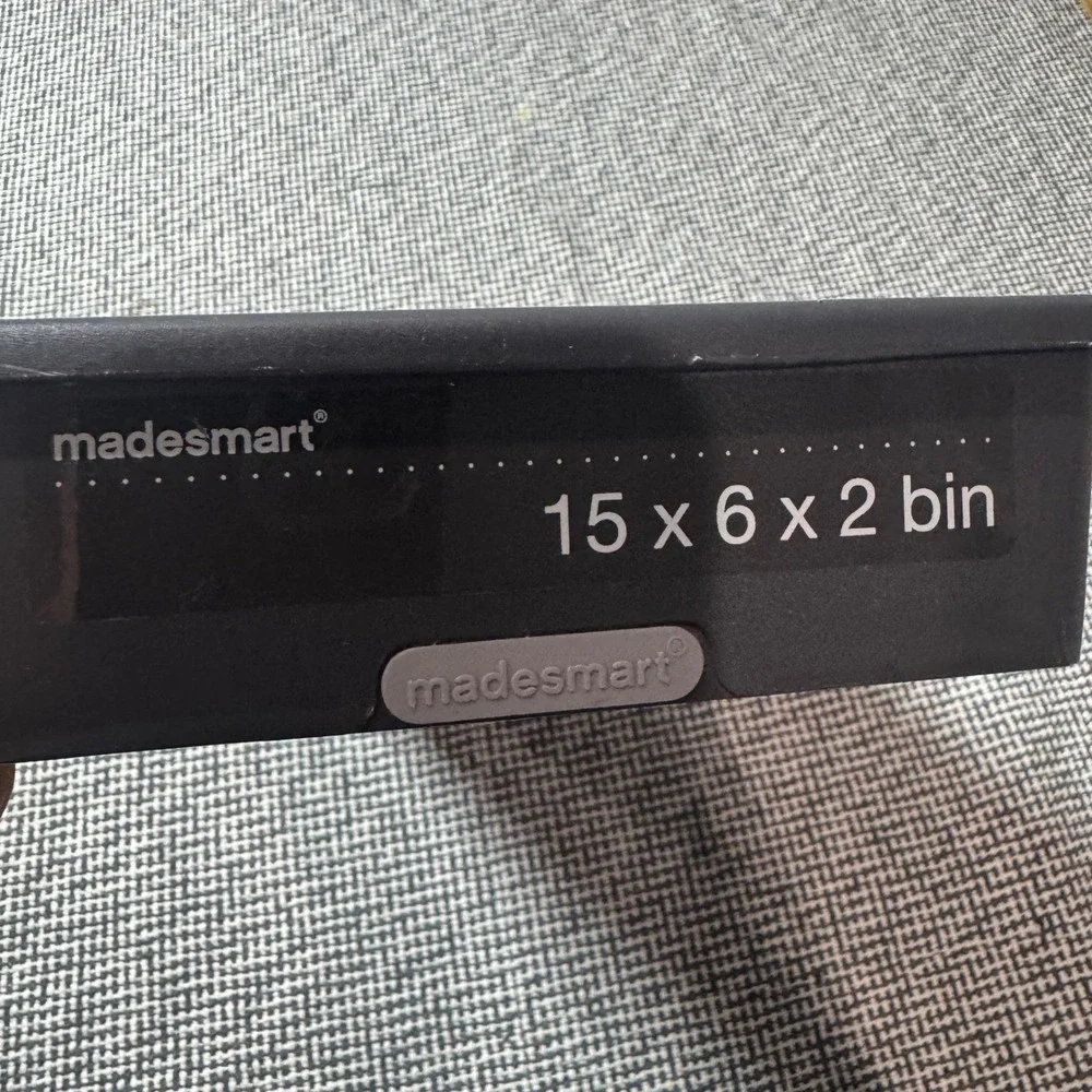 Madesmart Classic Bin 15x6x2 Black Gray Drawer Organizer 29858 Tray